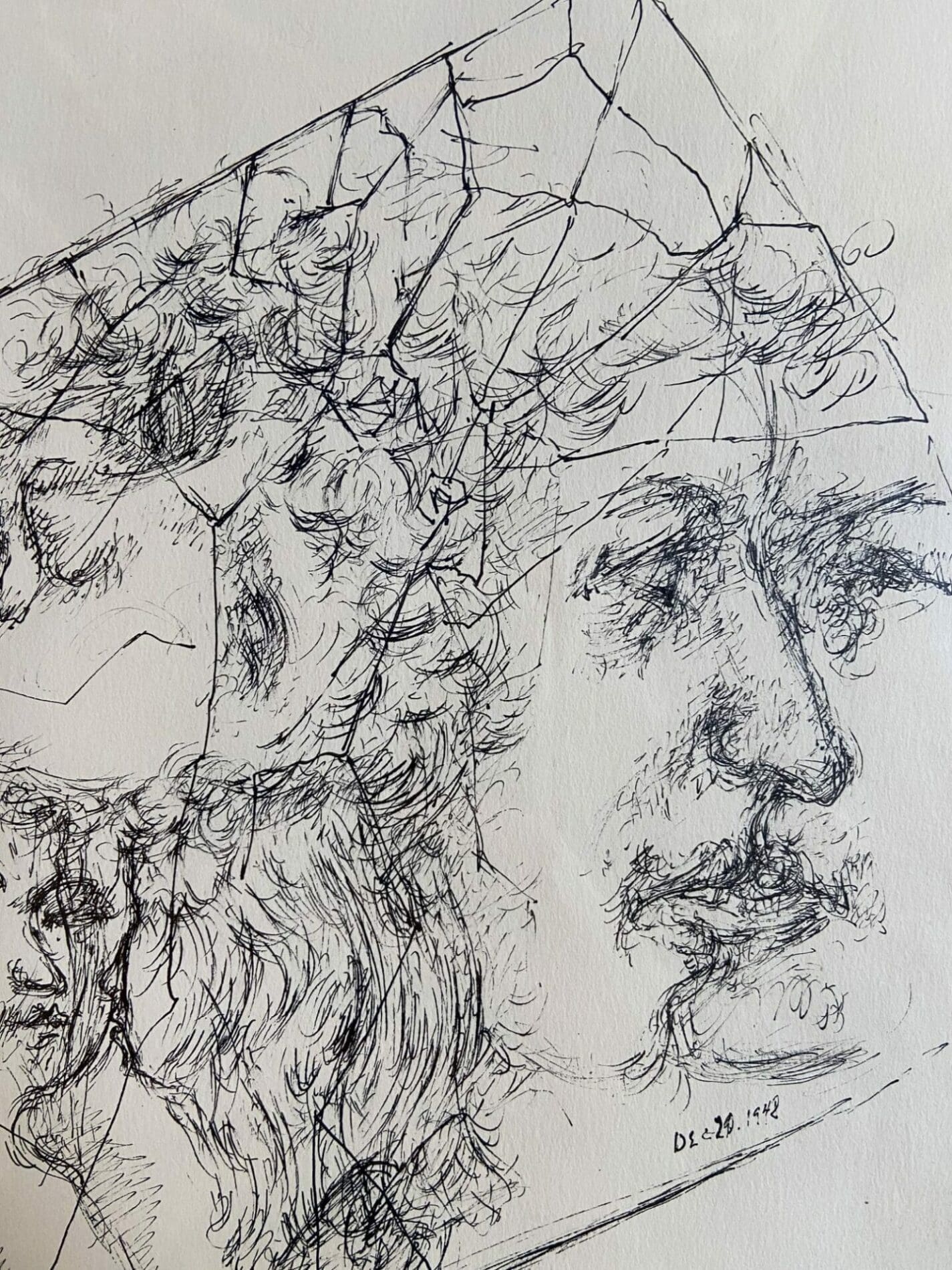 Chaim Gross – Composition avec visages – 1942