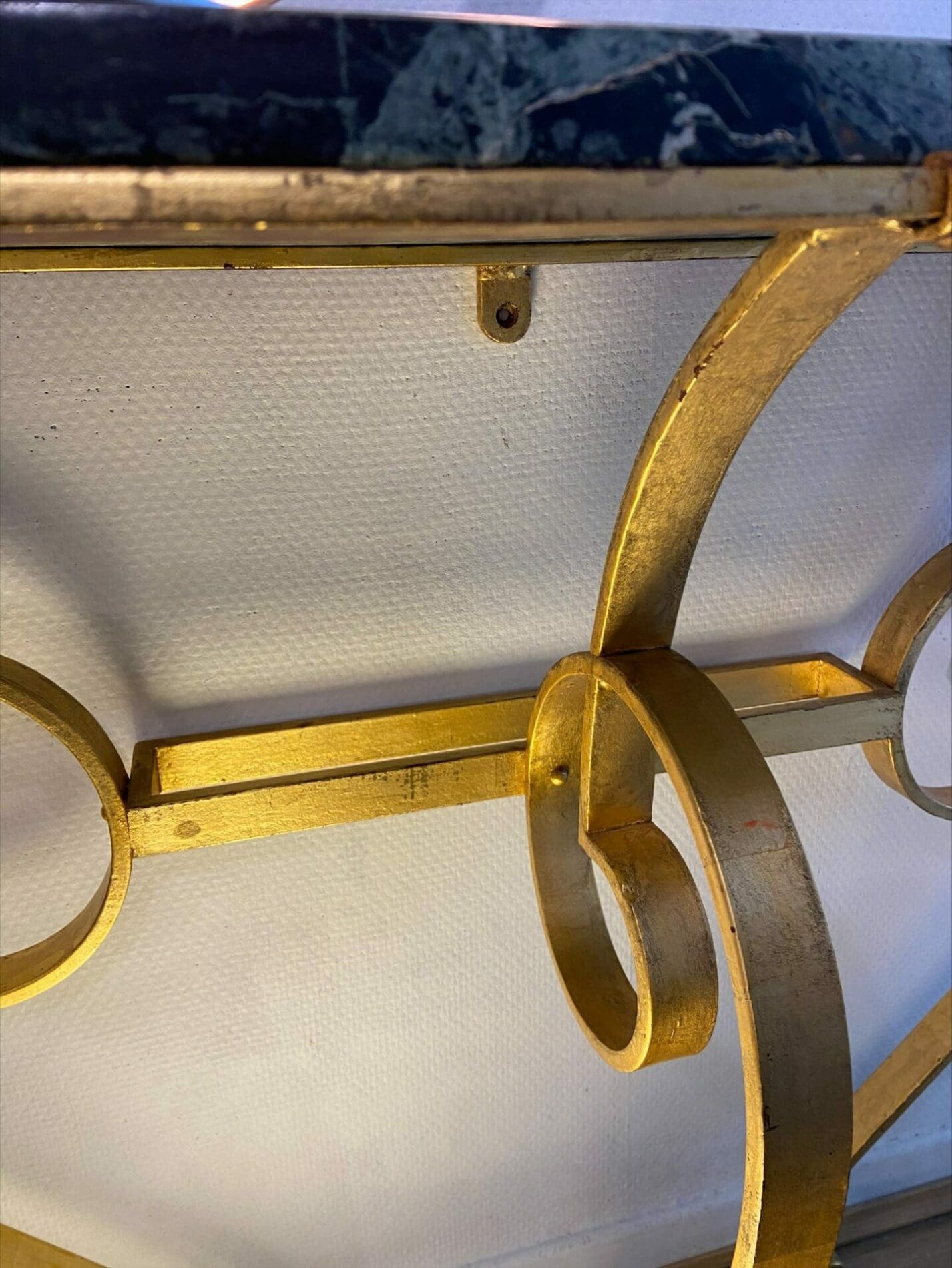 Console marbre vert et fer forgé