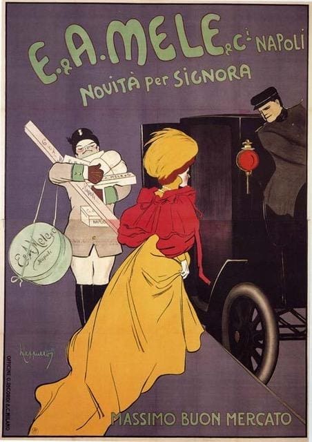 Affiche Rare de Cappiello pour E&A Mele & Ci – 1907, Naples