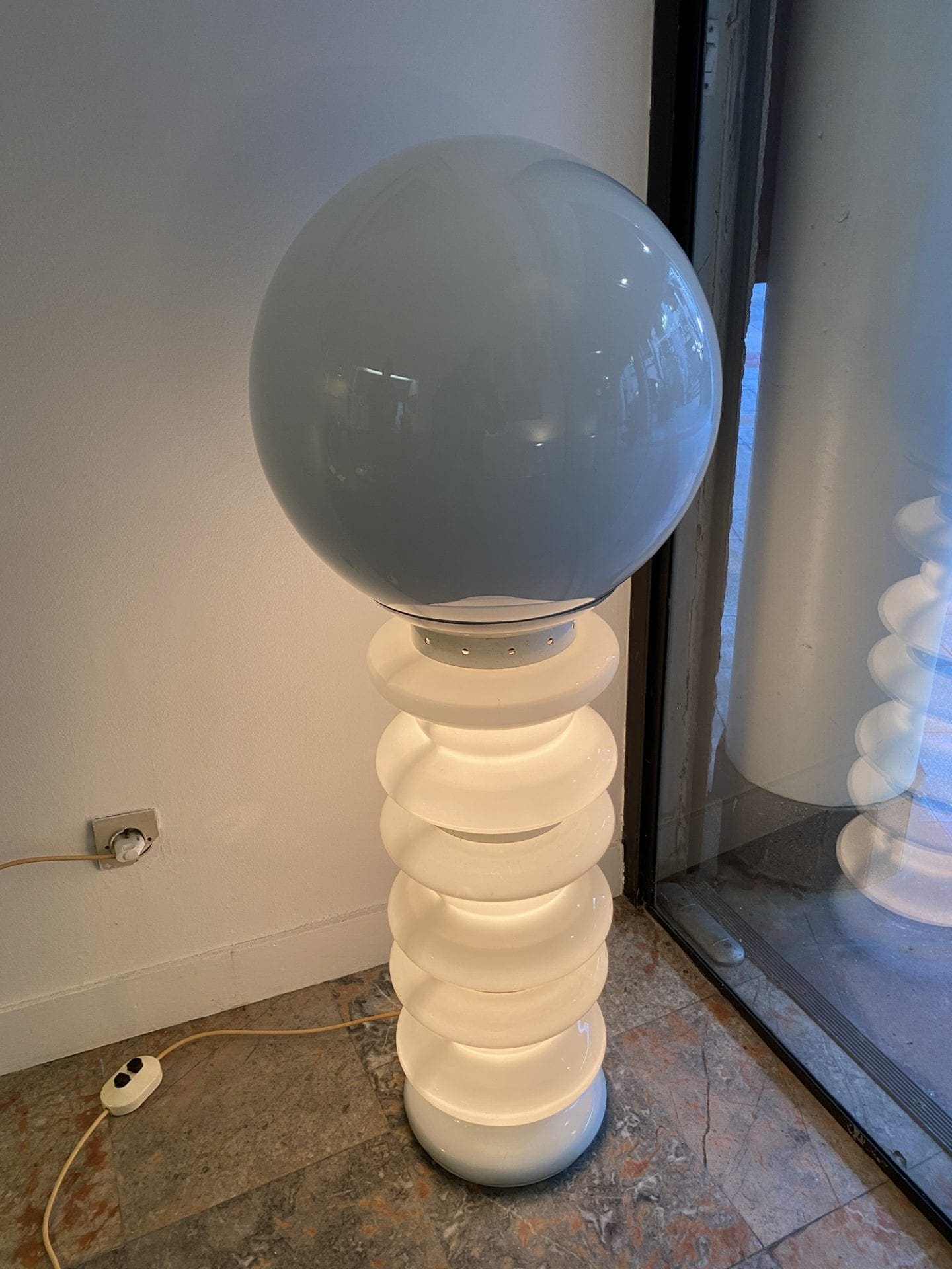 Carlo Nason – Lampe Murano blanche bilboquet