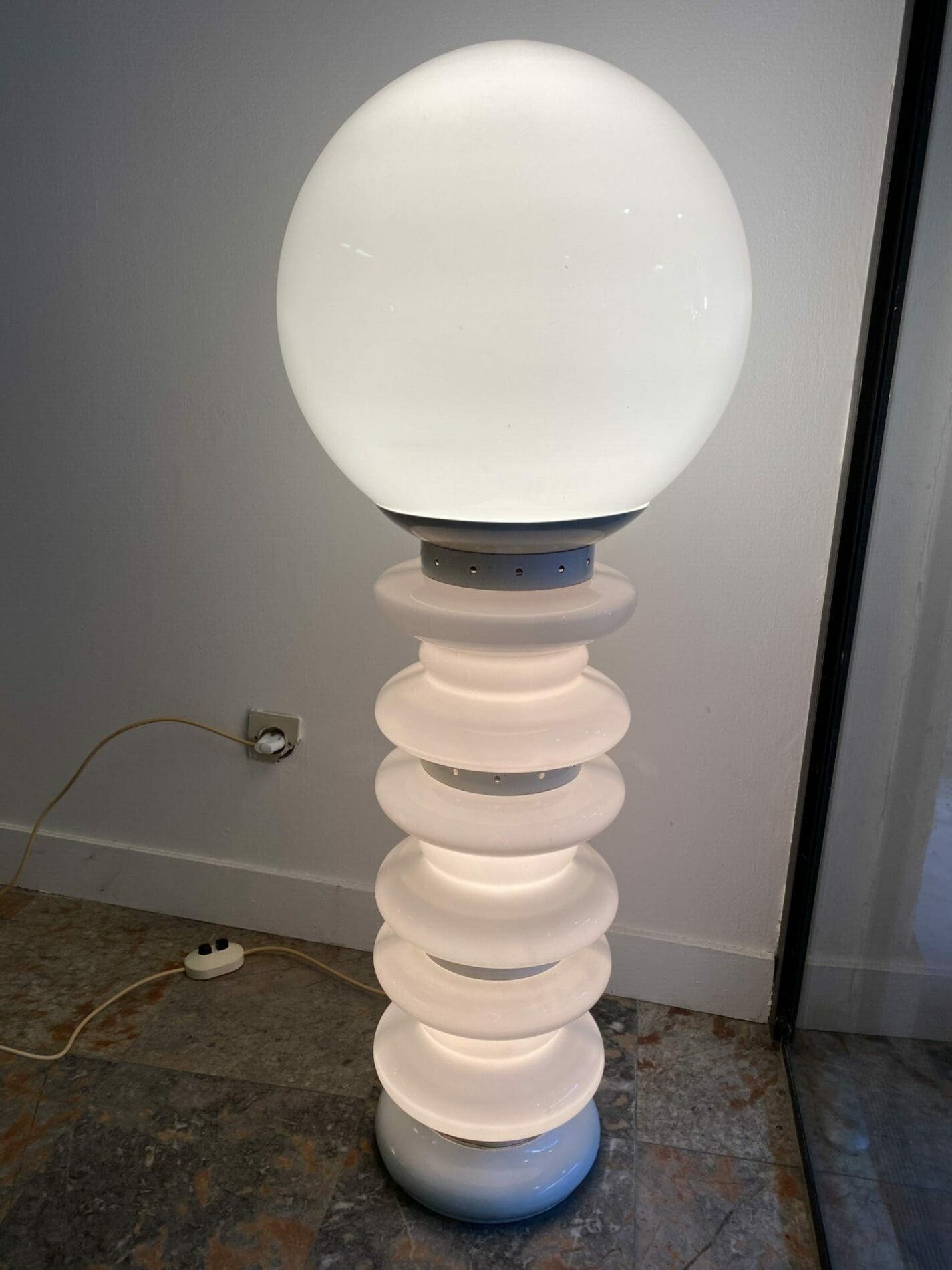 Carlo Nason – Lampe Murano blanche bilboquet