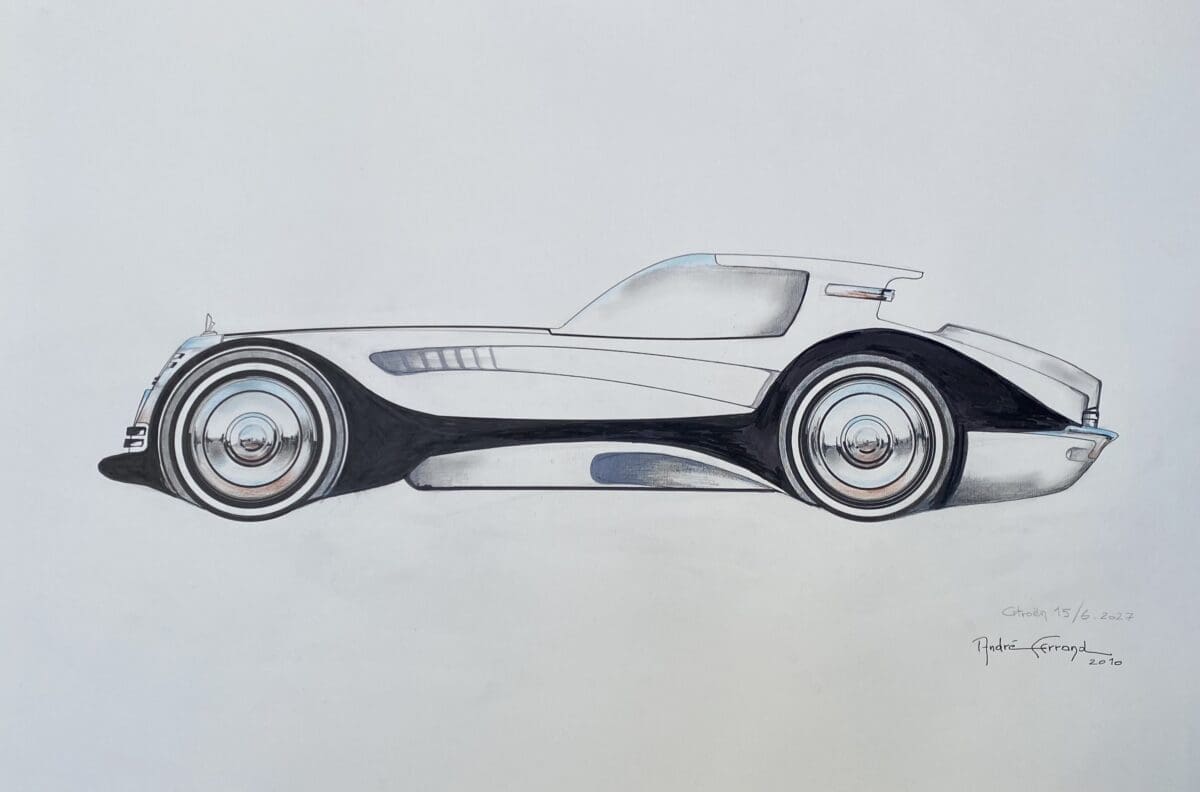 André Ferrand – Dessin « Citroën 15/6. 2027 » signé