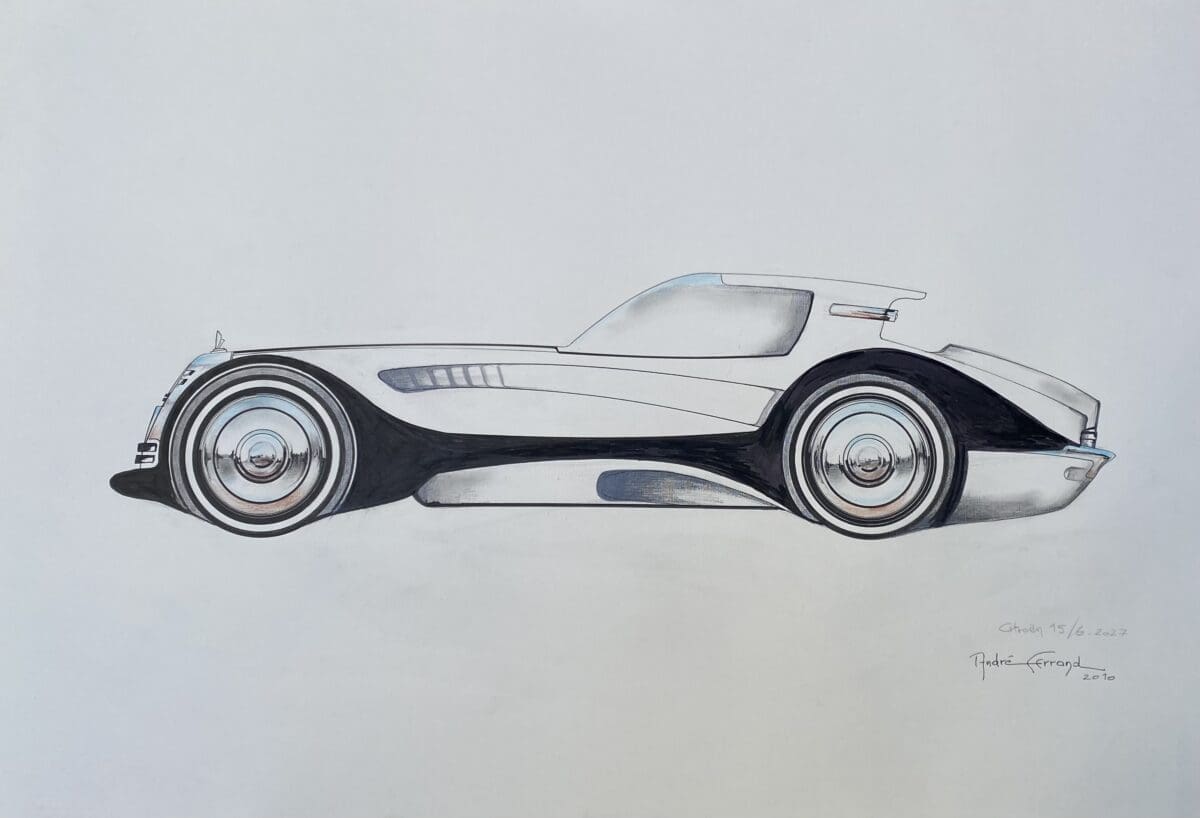 André Ferrand – Dessin « Citroën 15/6. 2027 » signé