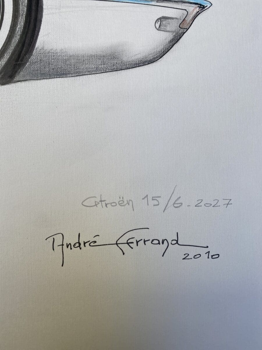 André Ferrand – Dessin « Citroën 15/6. 2027 » signé