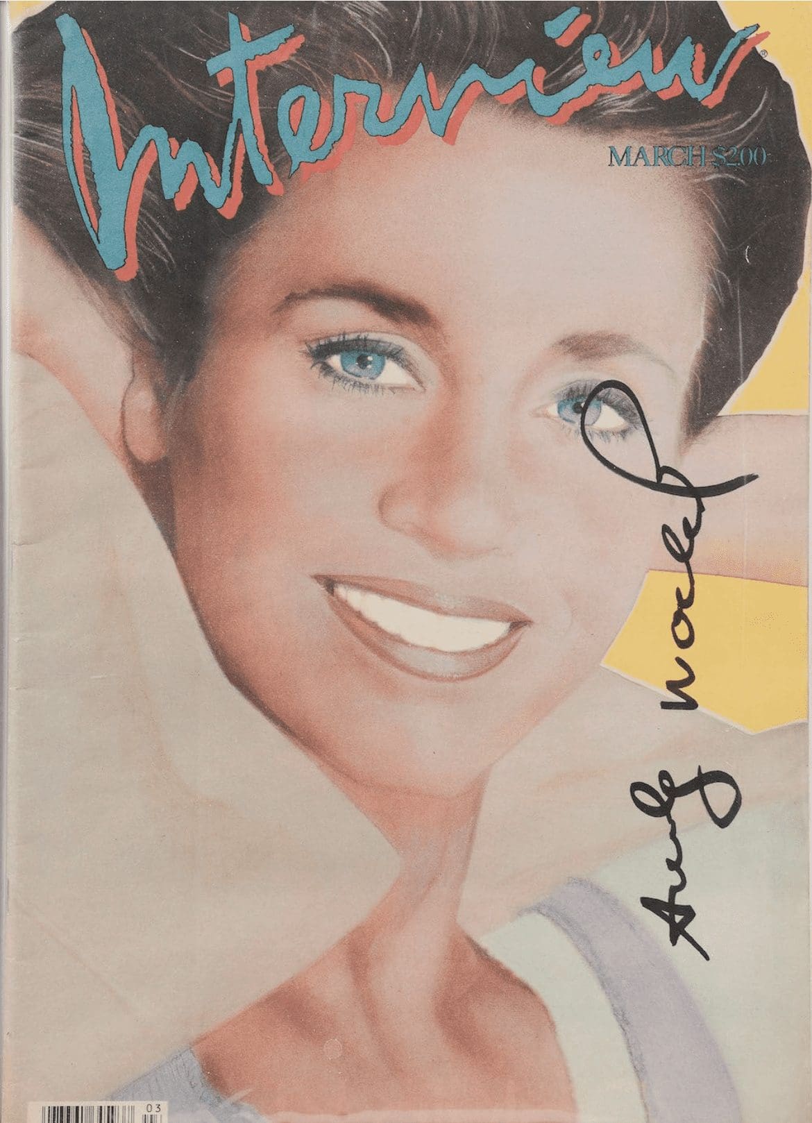 Magazine Interview Signé par Andy Warhol avec Jane Fonda – Édition de Mars 1984