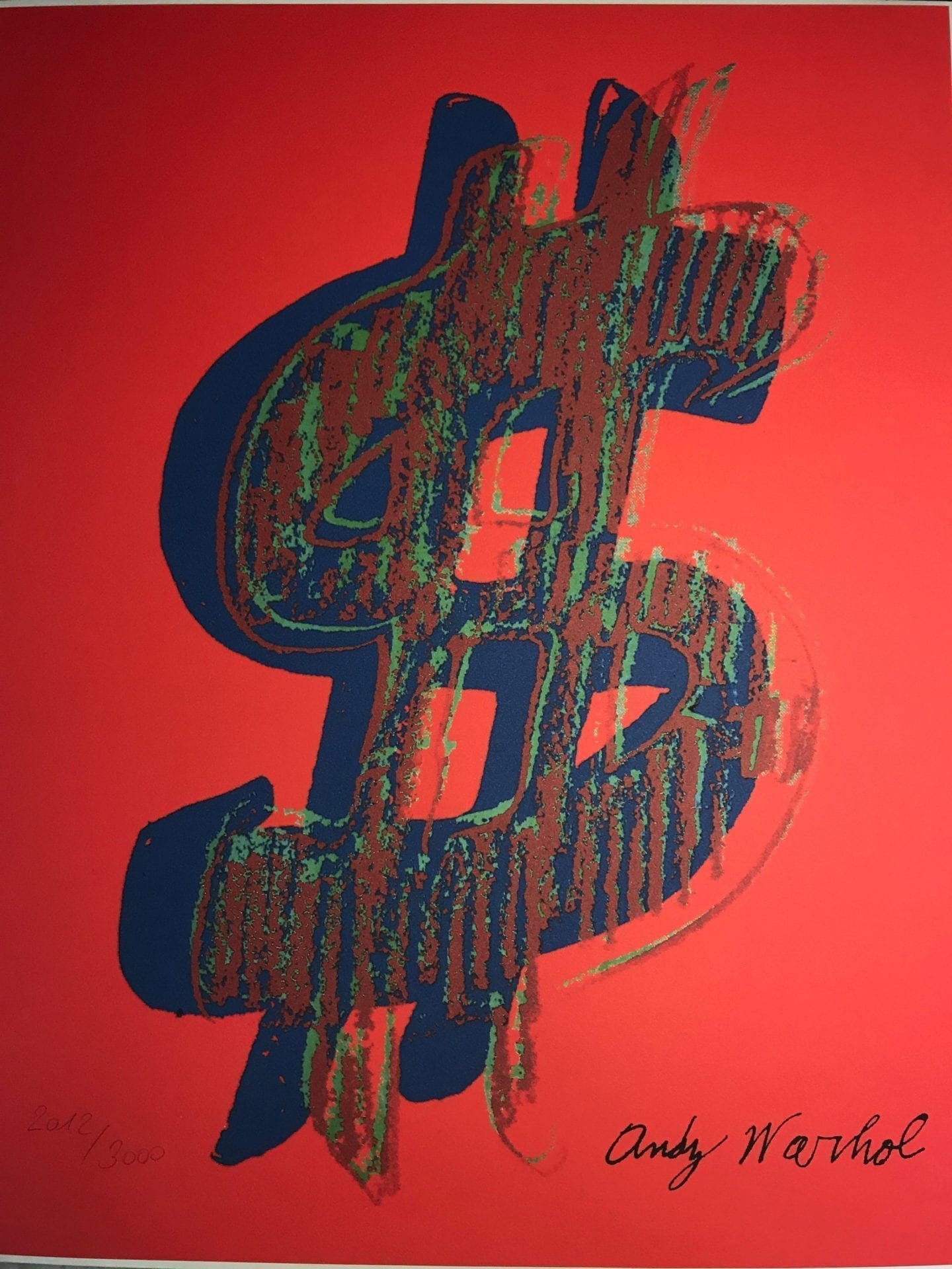 Andy Warhol – Dollar sign in red – Granolithographie