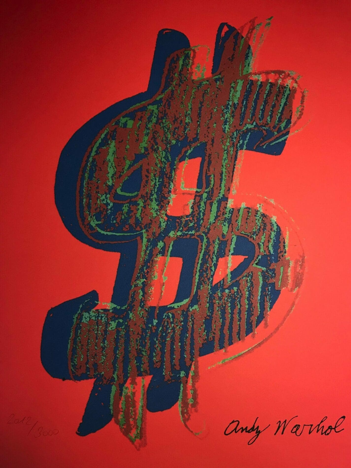 Andy Warhol – Dollar sign in red – Granolithographie