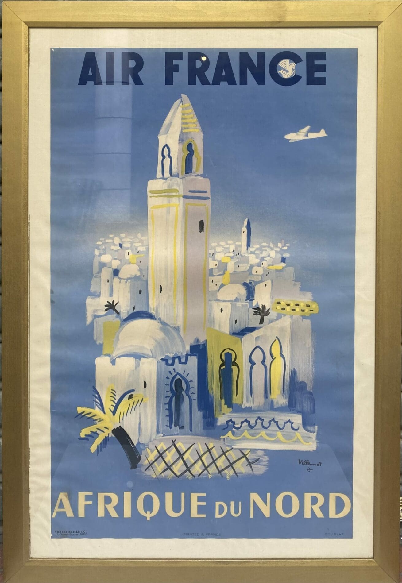 Affiche de publicité voyage vintage  originale Air France Afrique Du Nord – Bernard Villemot