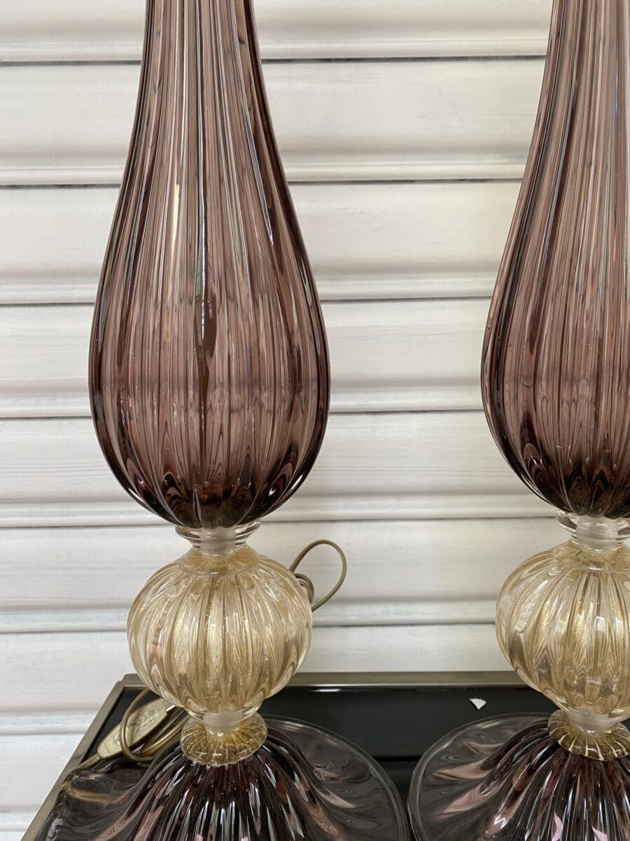 Alberto Dona – Paire de lampes violettes Murano – Occasion