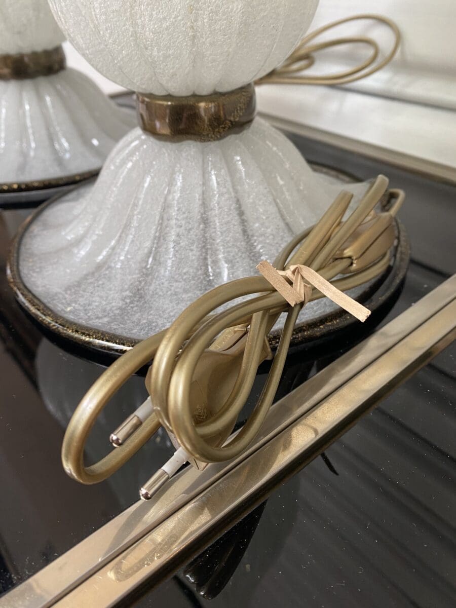 Alberto Dona – Paire de lampes blanches et dorées  – Occasion