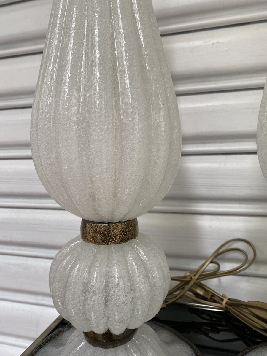 Alberto Dona – Paire de lampes blanches et dorées  – Occasion