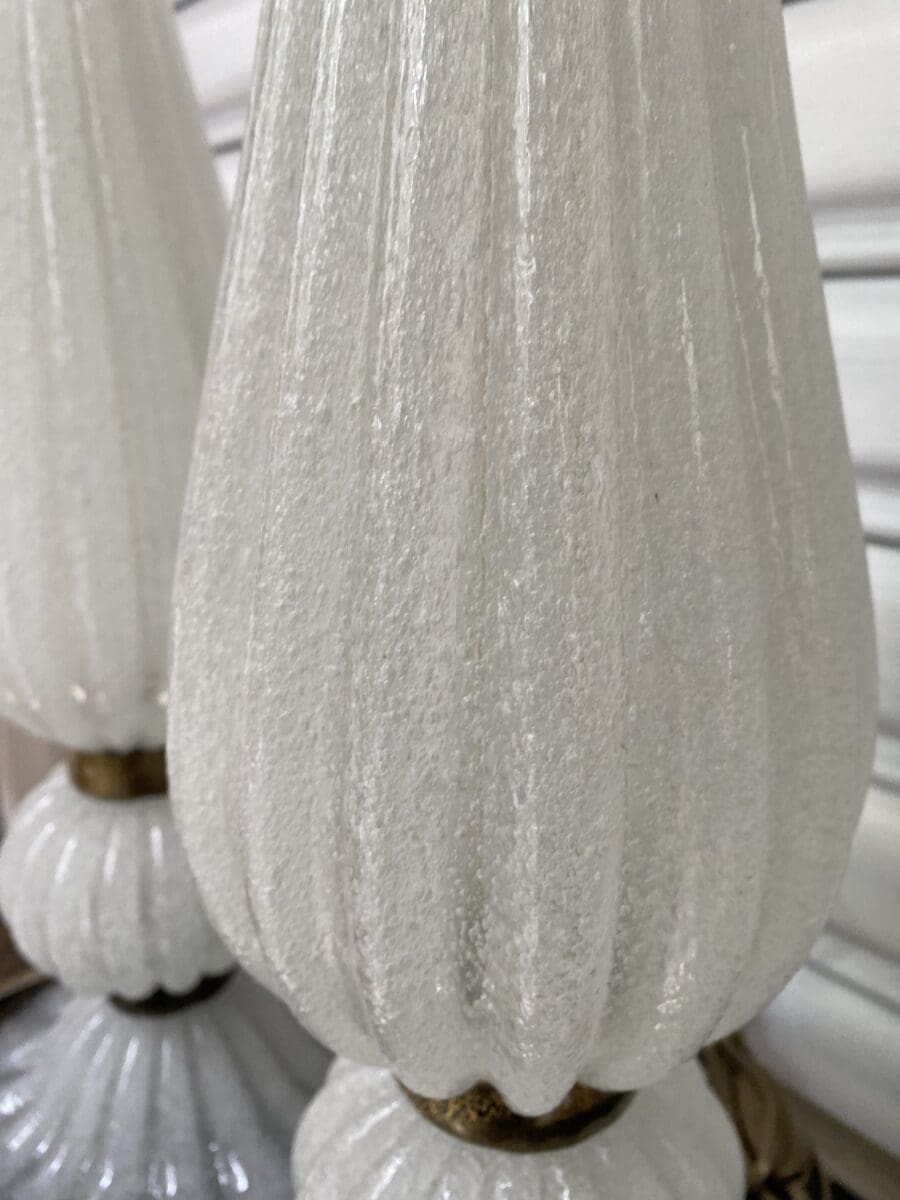 Alberto Dona – Paire de lampes blanches et dorées  – Occasion