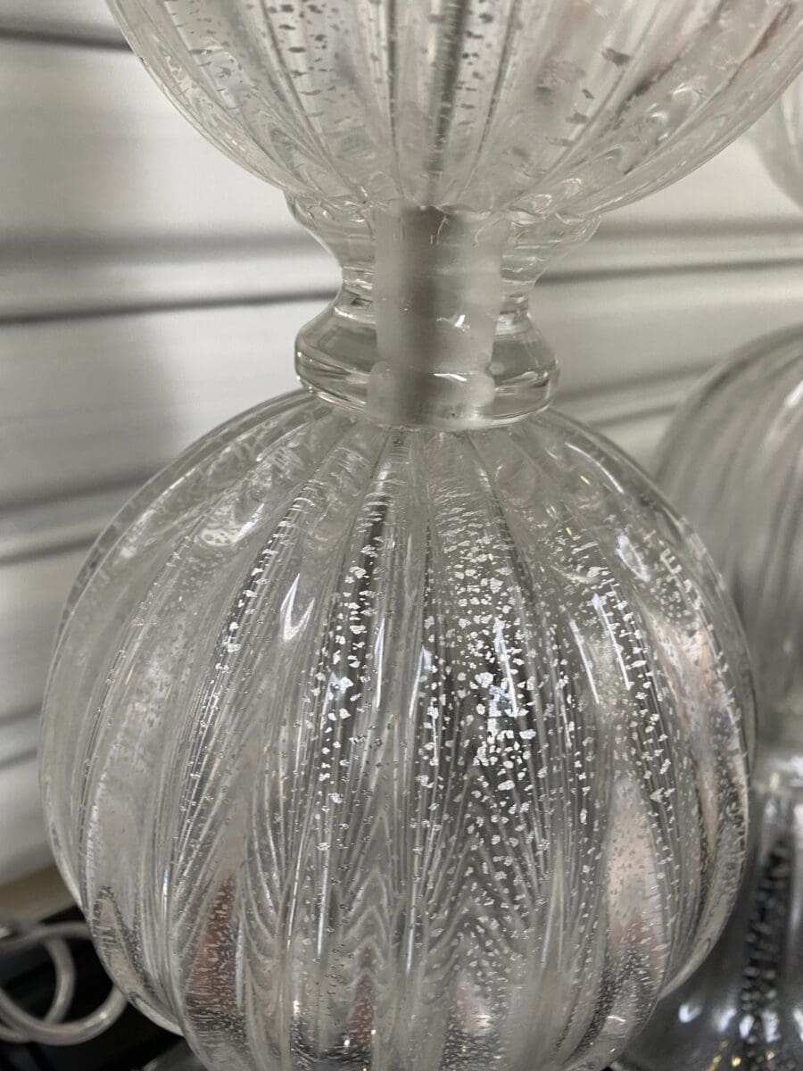 Alberto Dona – paire de lampes argents et transparentes Murano Occasion