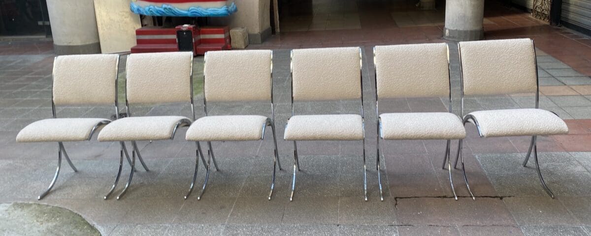 Ensemble de 6 Chaises Boris Tabacoff pour Christofle – Design Circa 1970