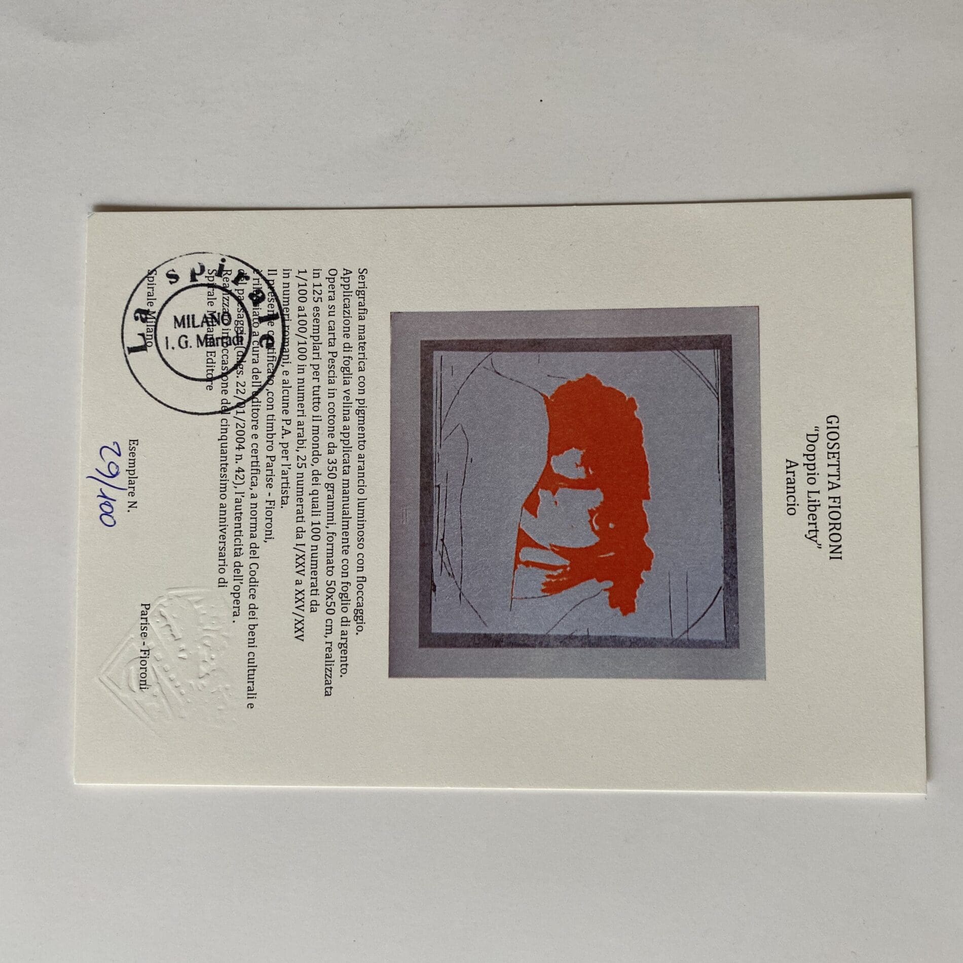 Giosetta Fioroni – Doppio Liberty – Arancio – Sérigraphie sur vélin