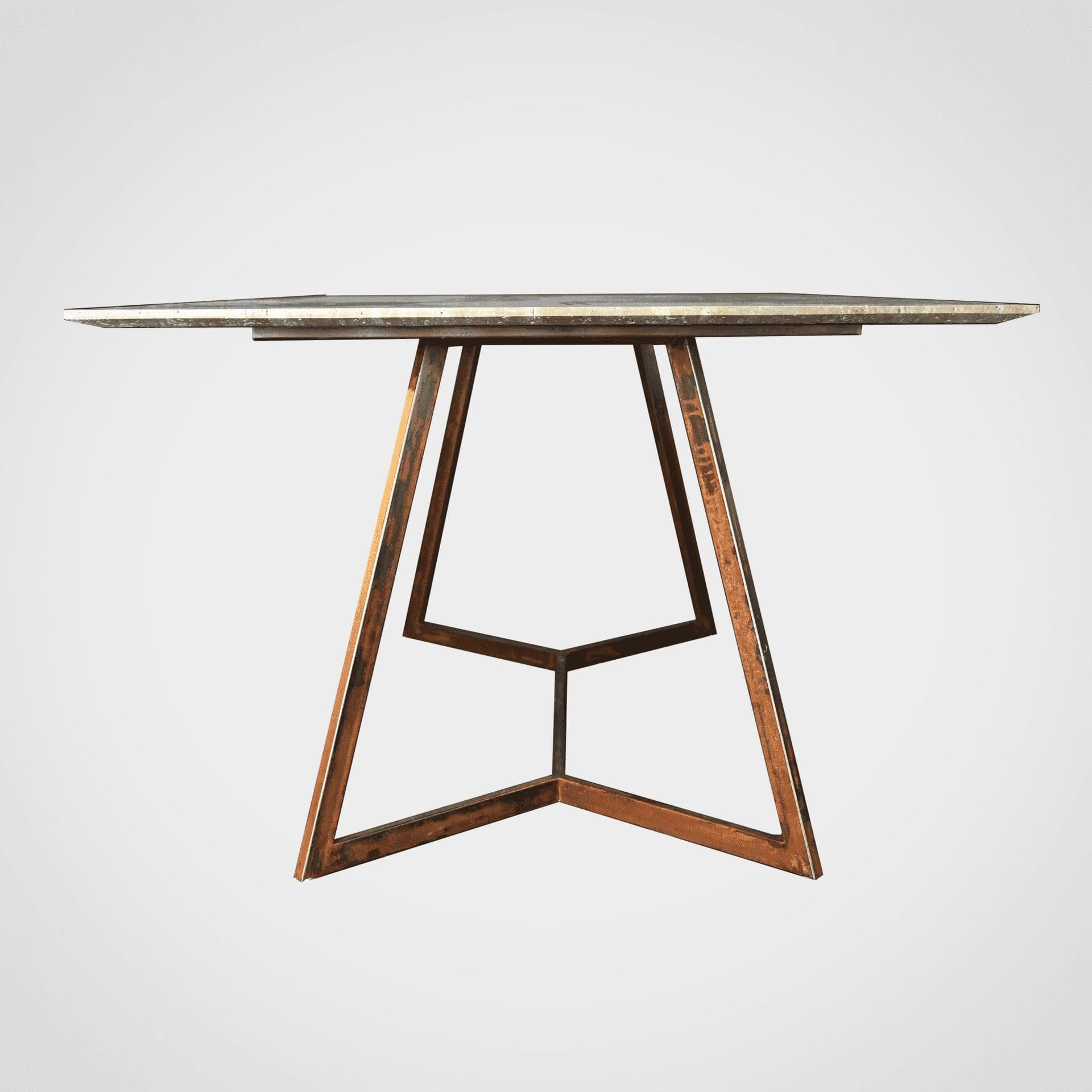 Di Froscia Marmi – TABLE CORTEN BASE TRAVERTINO TZ1