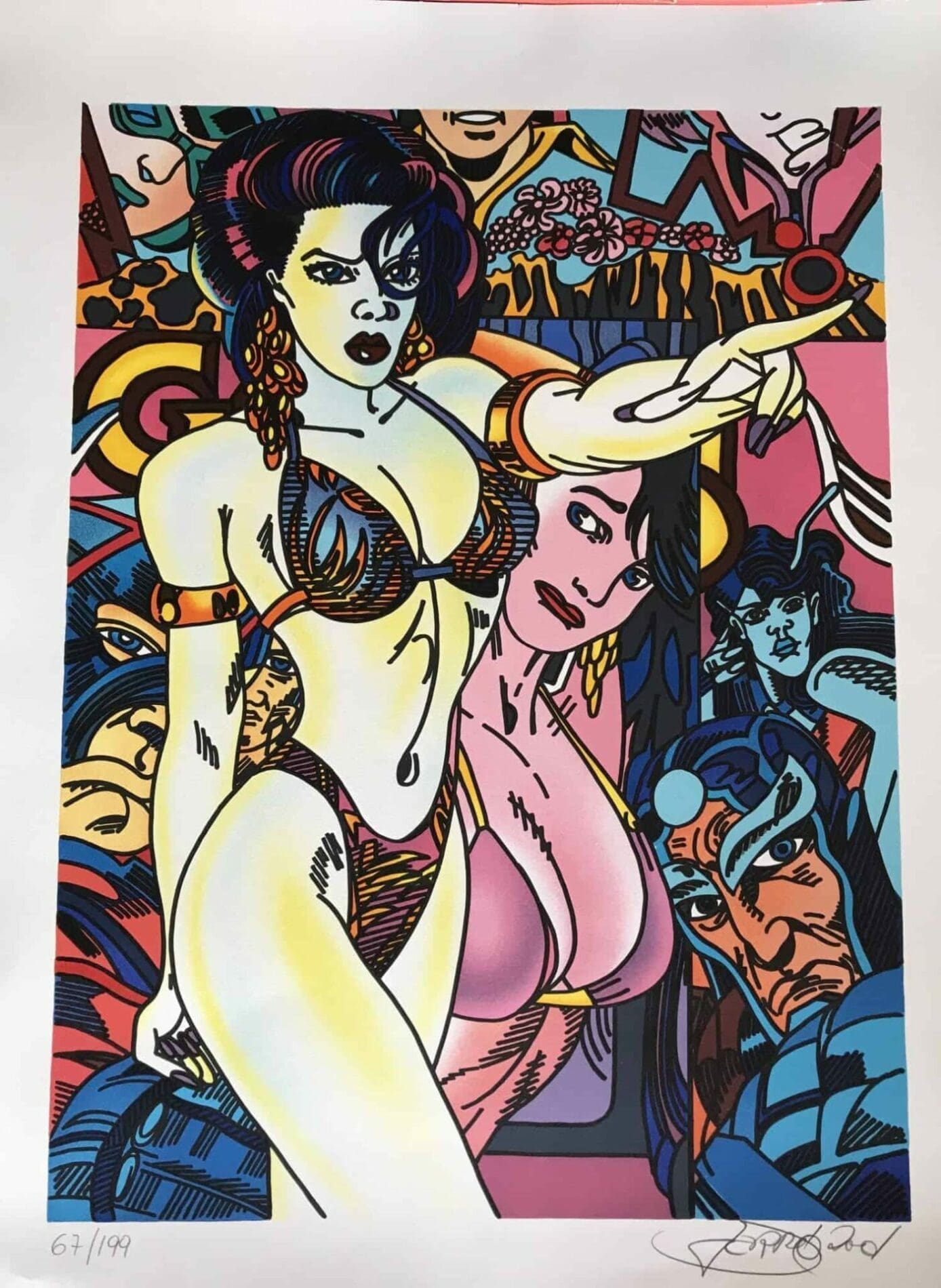 Lithographie Erró – Composition Pop Art Féminine (2001) – Édition Limitée 67/199