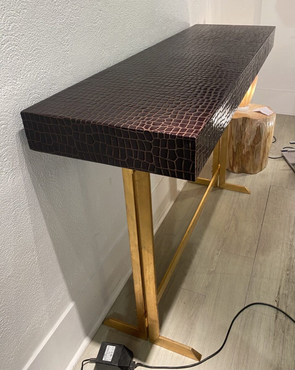 Ensemble miroir et console cuir façon croco