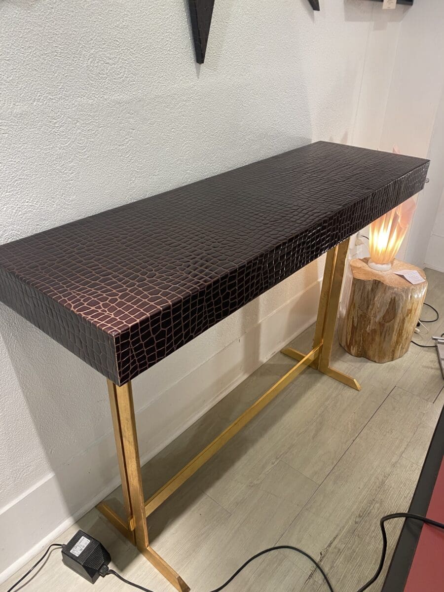Ensemble miroir et console cuir façon croco