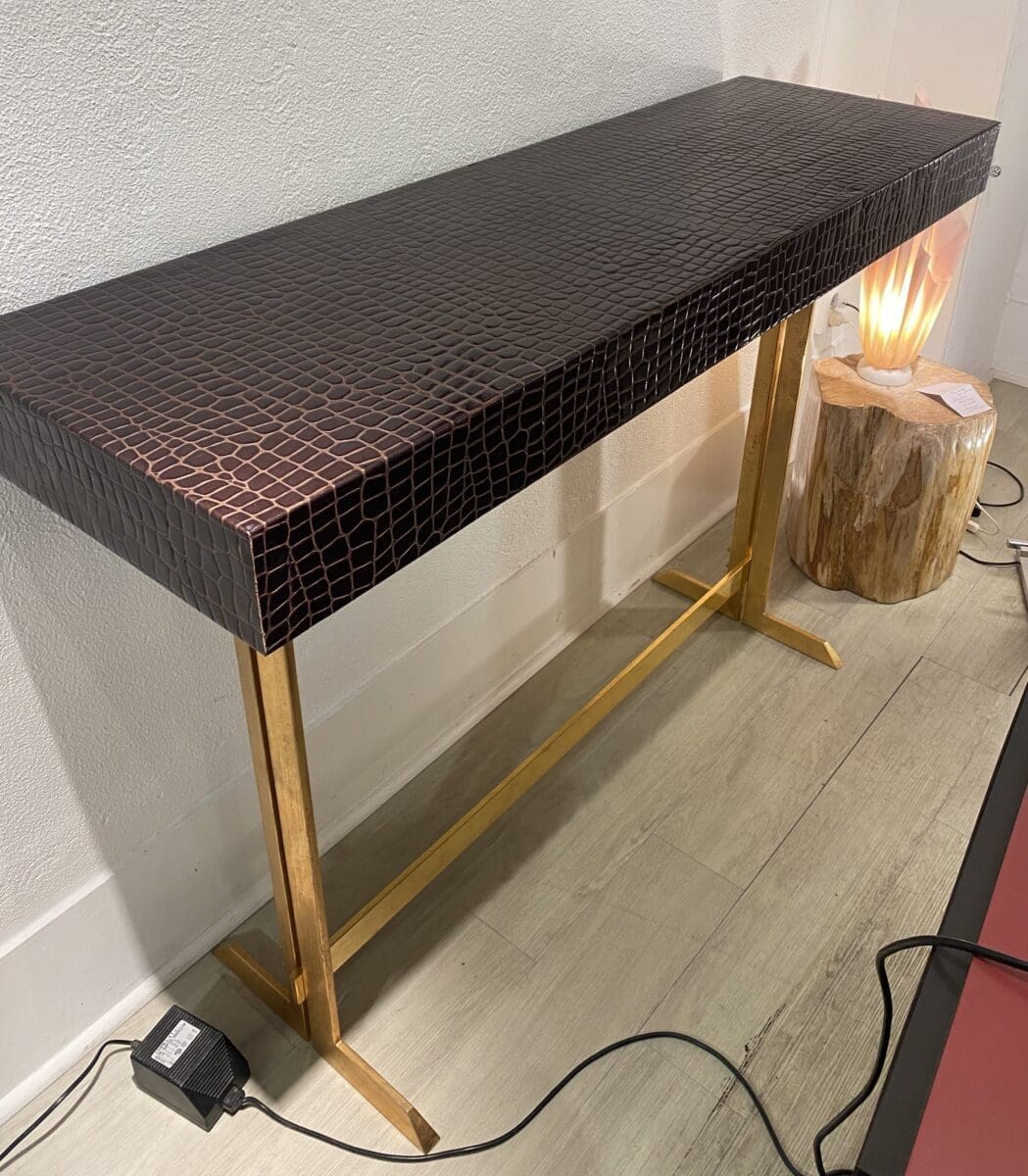 Ensemble miroir et console cuir façon croco