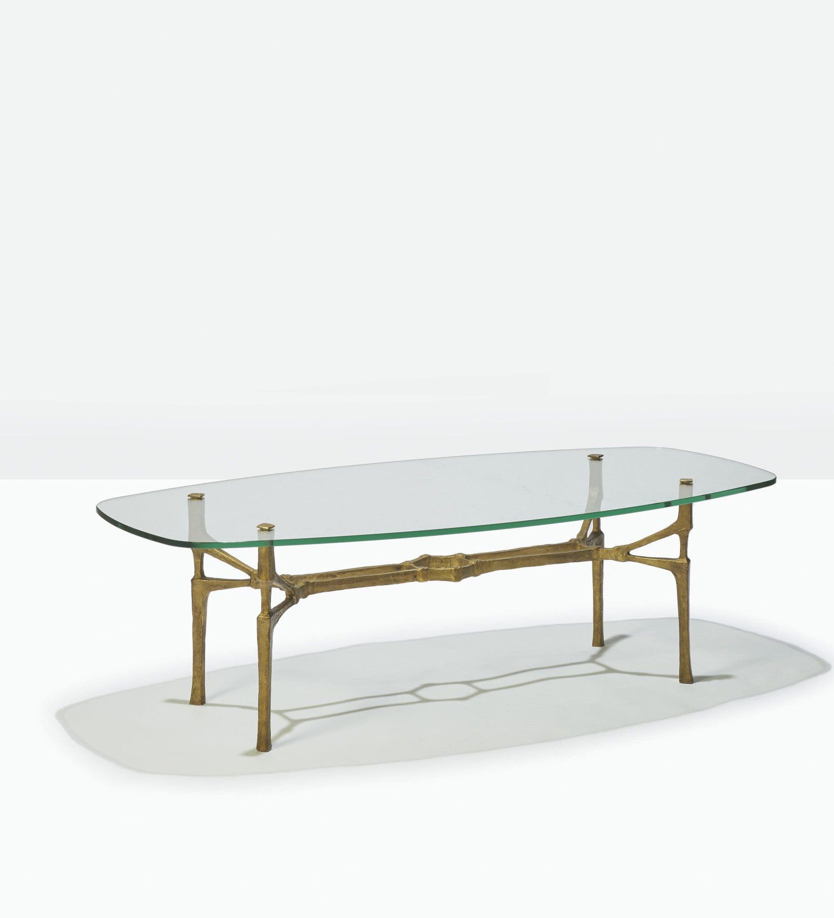 Félix Agostini – table basse originale « Quadrige » en bronze doré