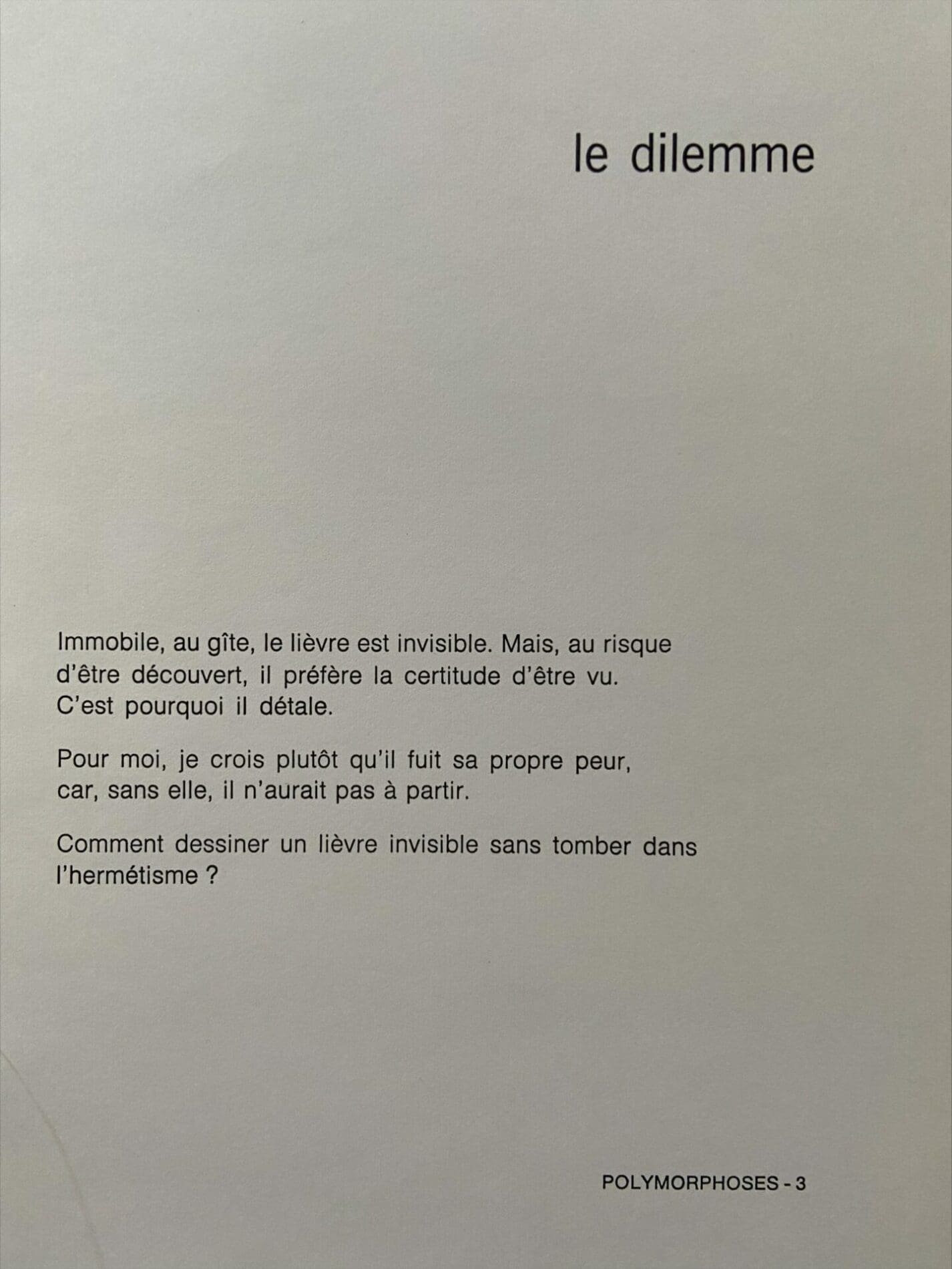 François-Xavier Lalanne – Le Dilemme (Lièvre) Polymorphose