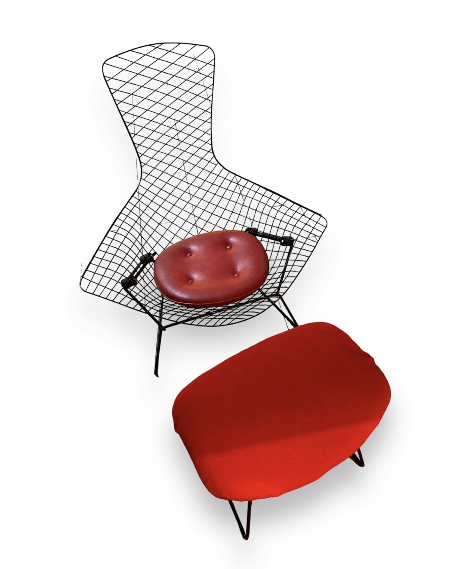 Harry Bertoia – Fauteuil « Bird Chair » avec Ottoman – Première Édition