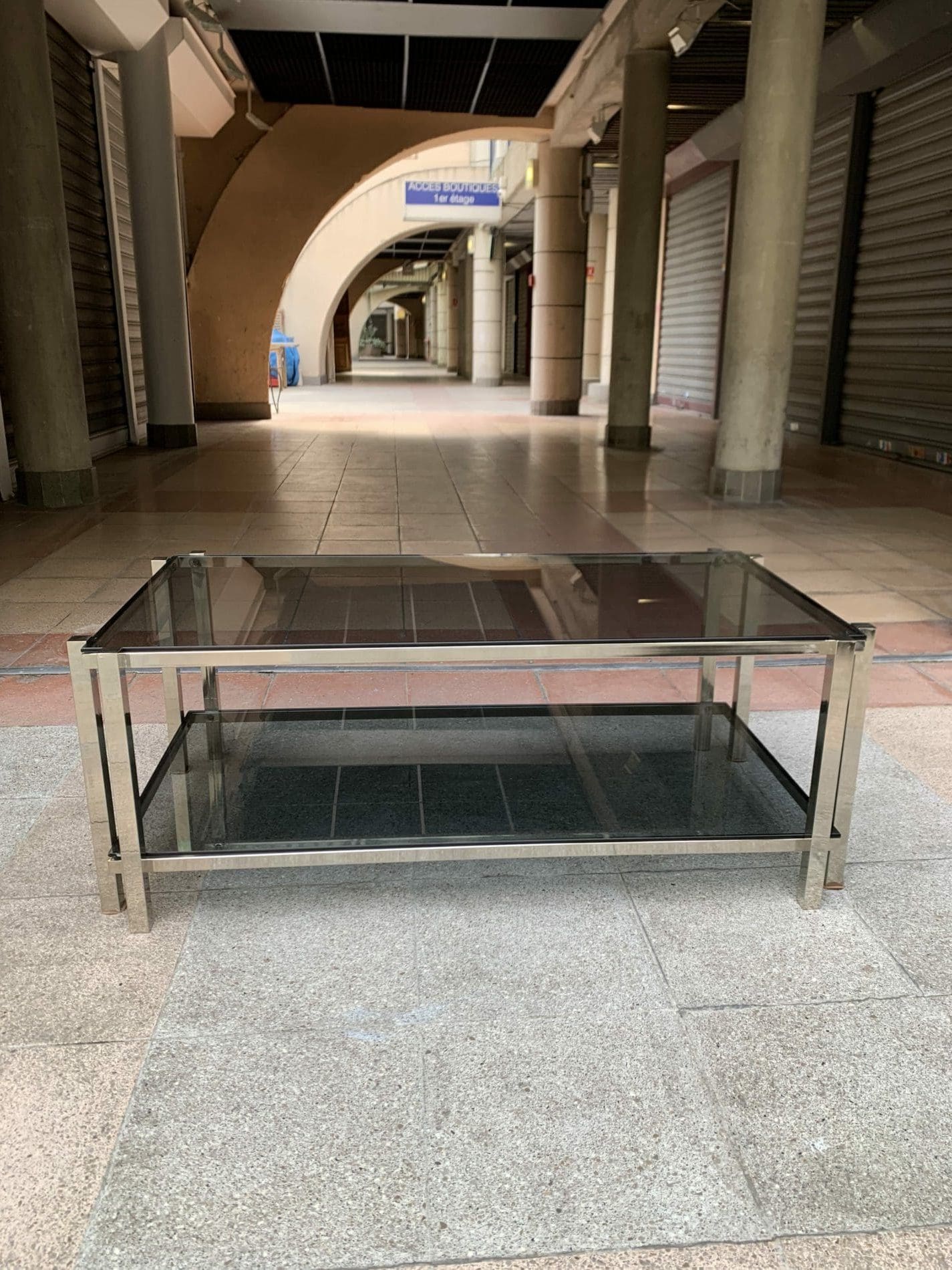 Jacques Adnet ( dans le gout de ) – Table basse double plateau
