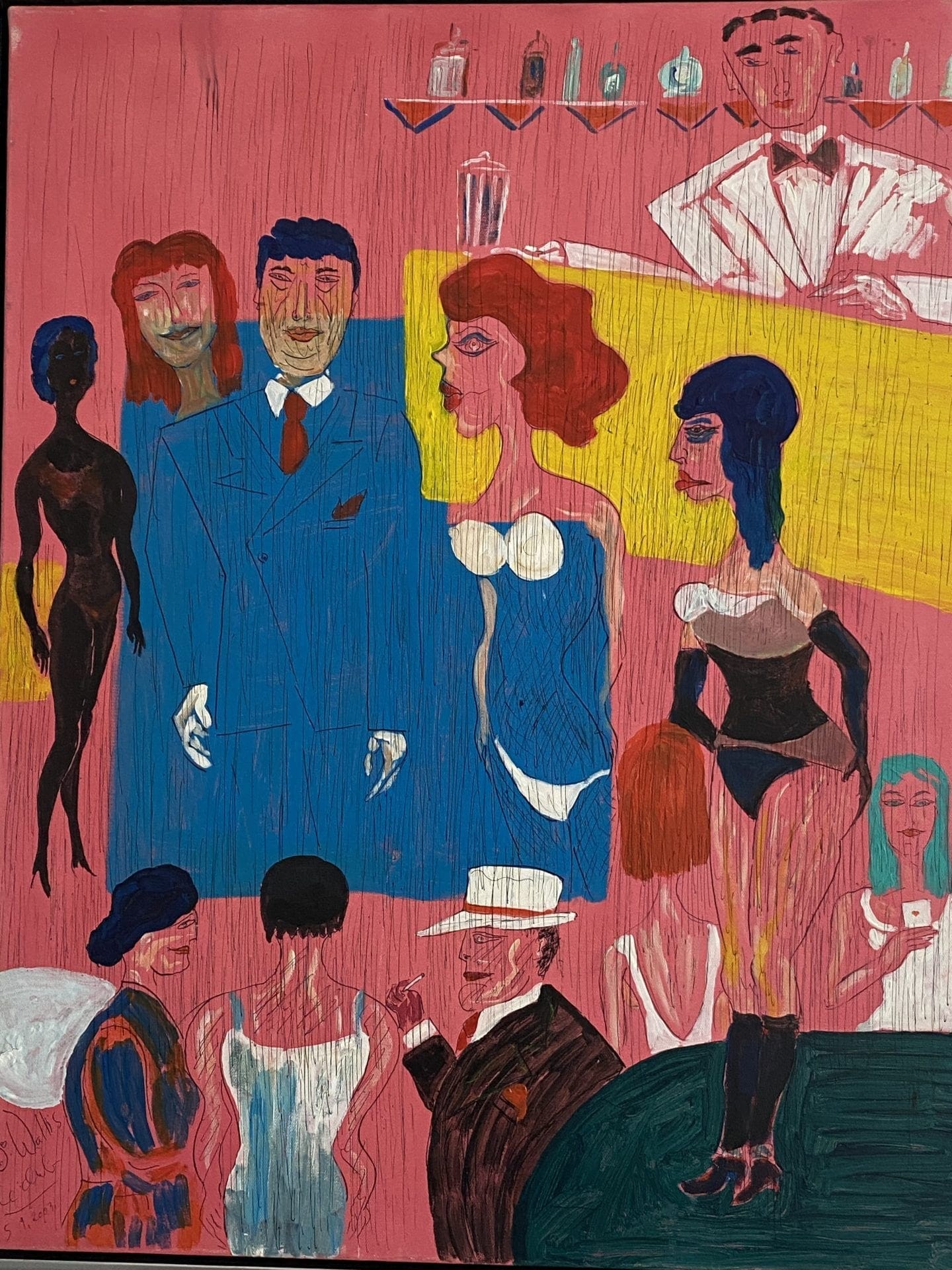  Jean Wallis – Le club – Acrylique sur toile