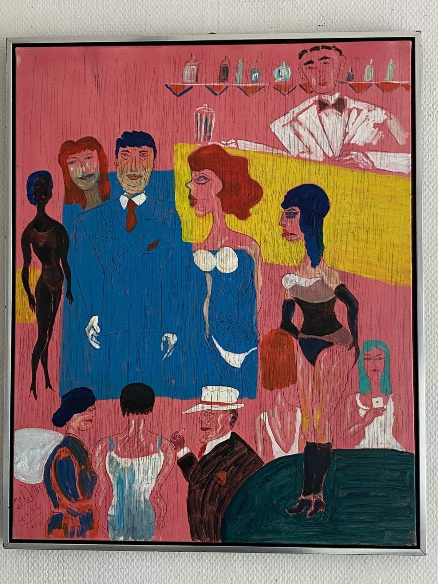  Jean Wallis – Le club – Acrylique sur toile