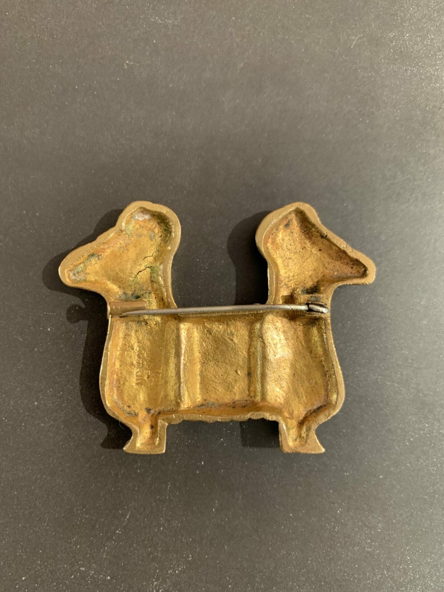 Broche Vintage « Béliers » en Bronze Doré par Line Vautrin, Circa 1950