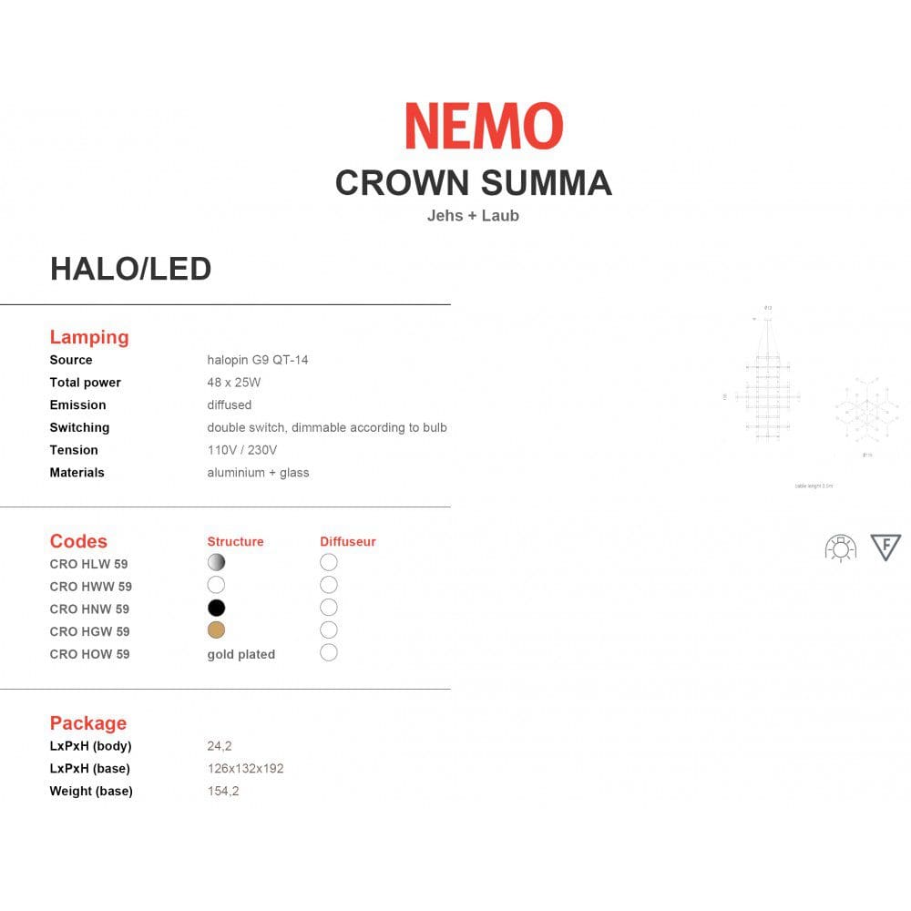 Lustre / Suspension NEMO LED – Crown Summa – Occasion