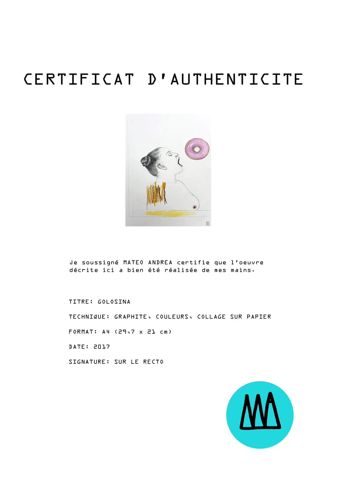 Mateo ANDREA – Golosina, 2017, Dessin