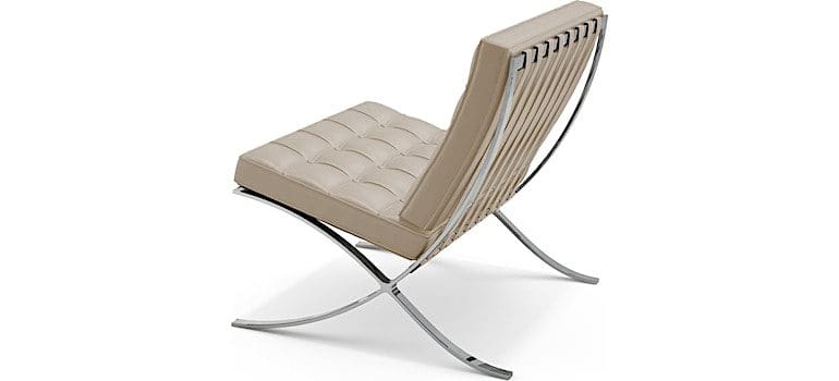 Mies Van der Rohe et Lily Reich –  Paire de Fauteuils Barcelona Occasion – ivoire
