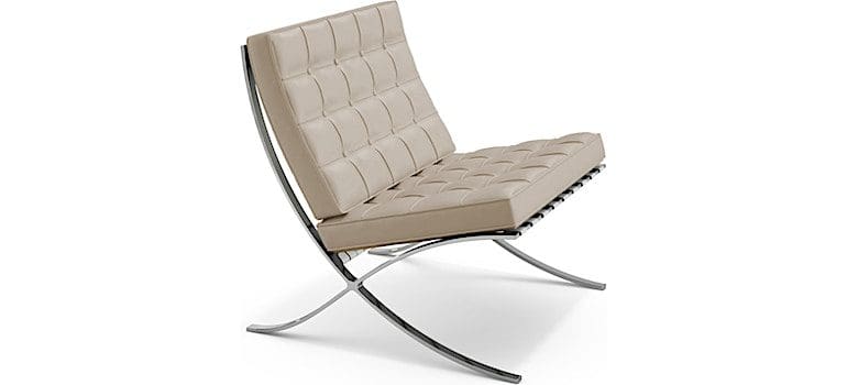 Mies Van der Rohe et Lily Reich –  Paire de Fauteuils Barcelona Occasion – ivoire