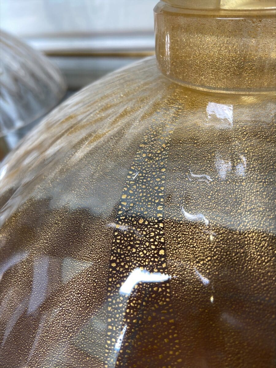 Paire de grands vases-coupes dorés Occasion – Murano