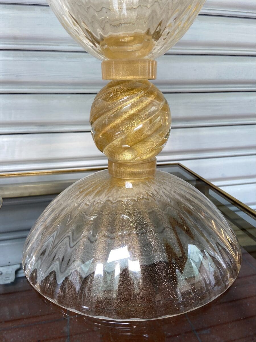 Paire de grands vases-coupes dorés Occasion – Murano
