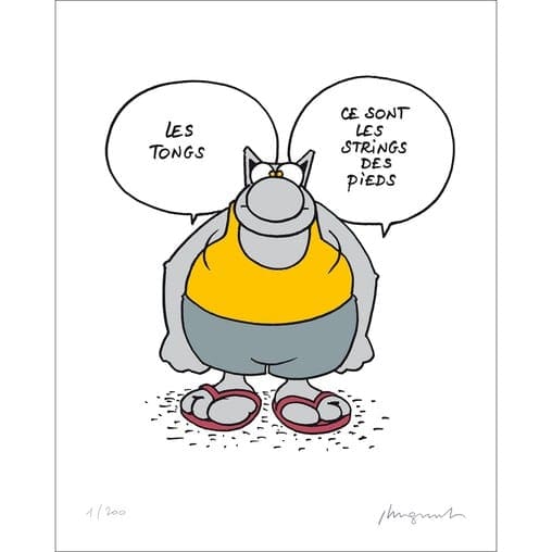 Philippe GELUCK – Le Chat : Les tongs, 2007 – Sérigraphie signée au crayon