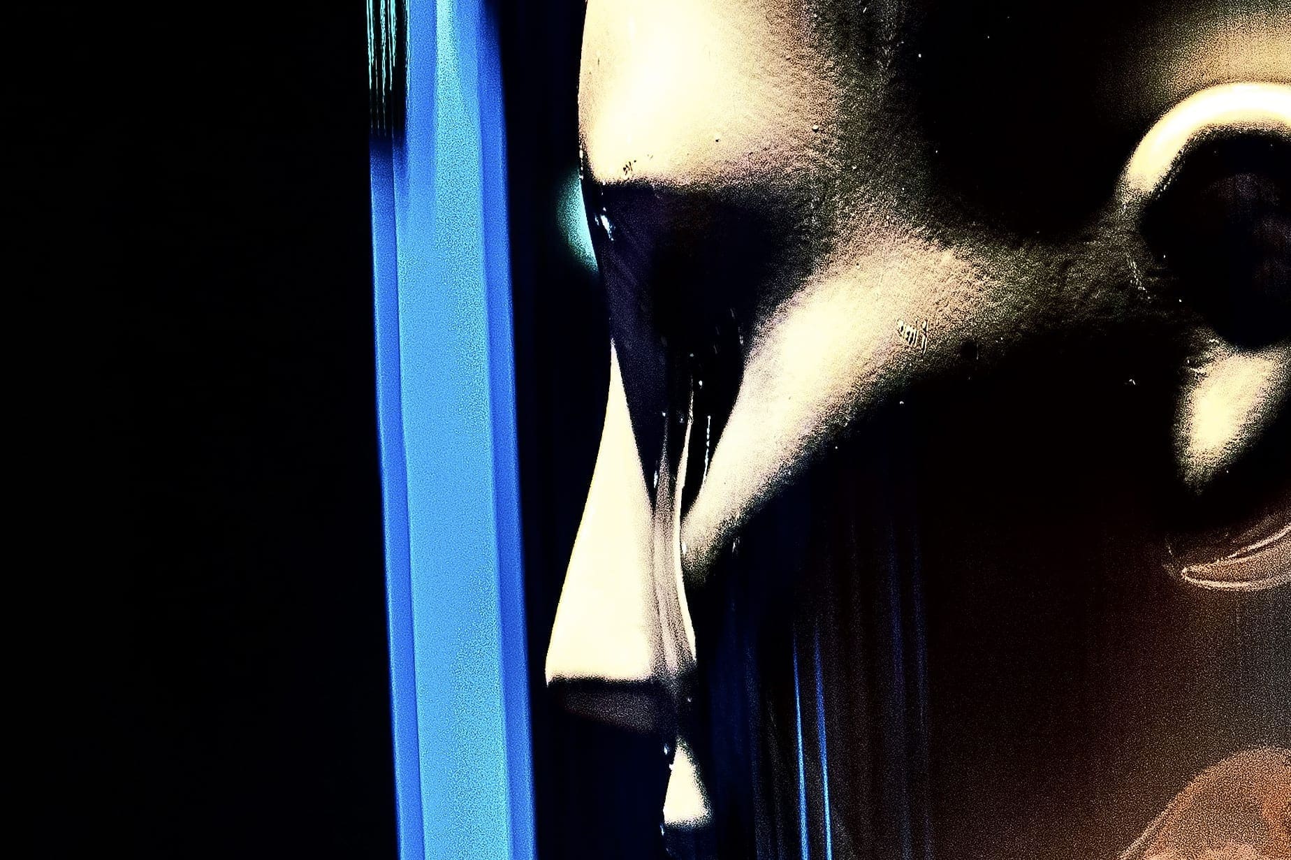 Pierre Casbas – Homme faisceau bleu – Digigraphie