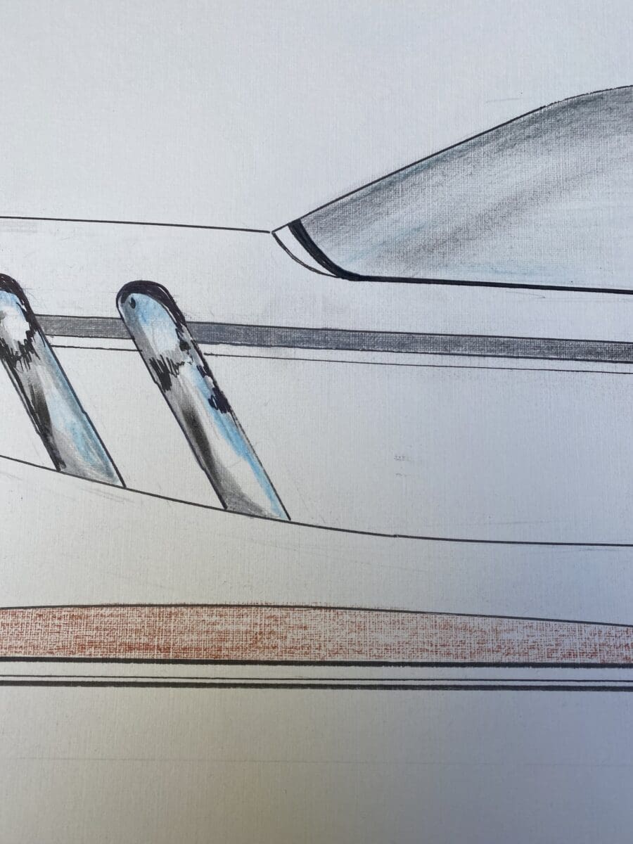 André Ferrand – Dessin « Voiture Lagonda » – Signé