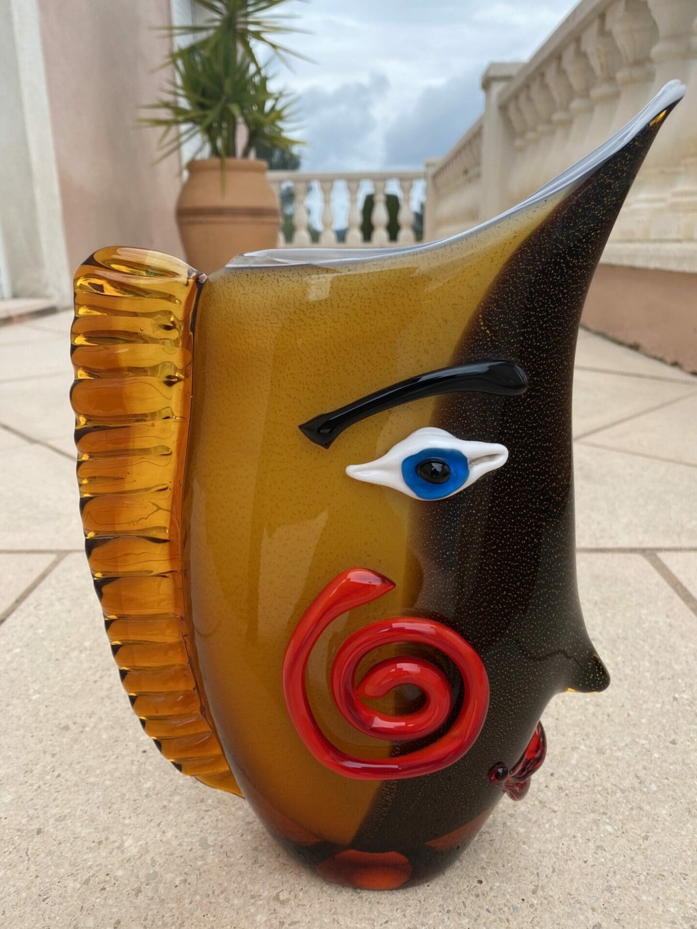 Vase sculpture en verre de Murano