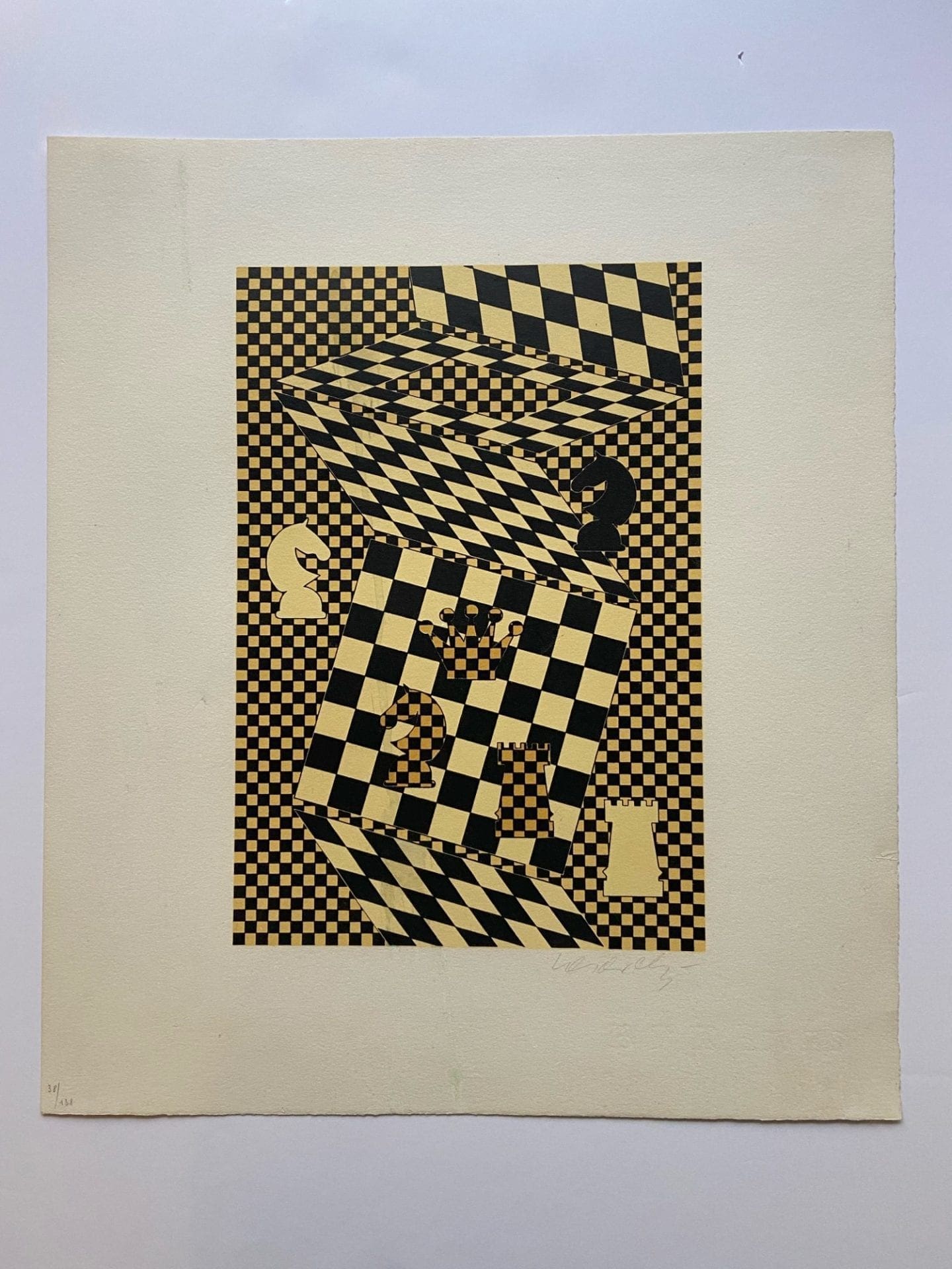 Victor Vasarely – L’Échiquier – 1935-  lithographie signée