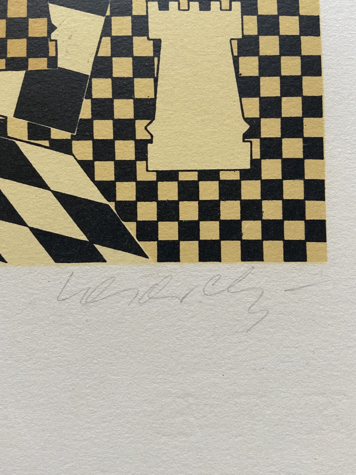 Victor Vasarely – L’Échiquier – 1935-  lithographie signée