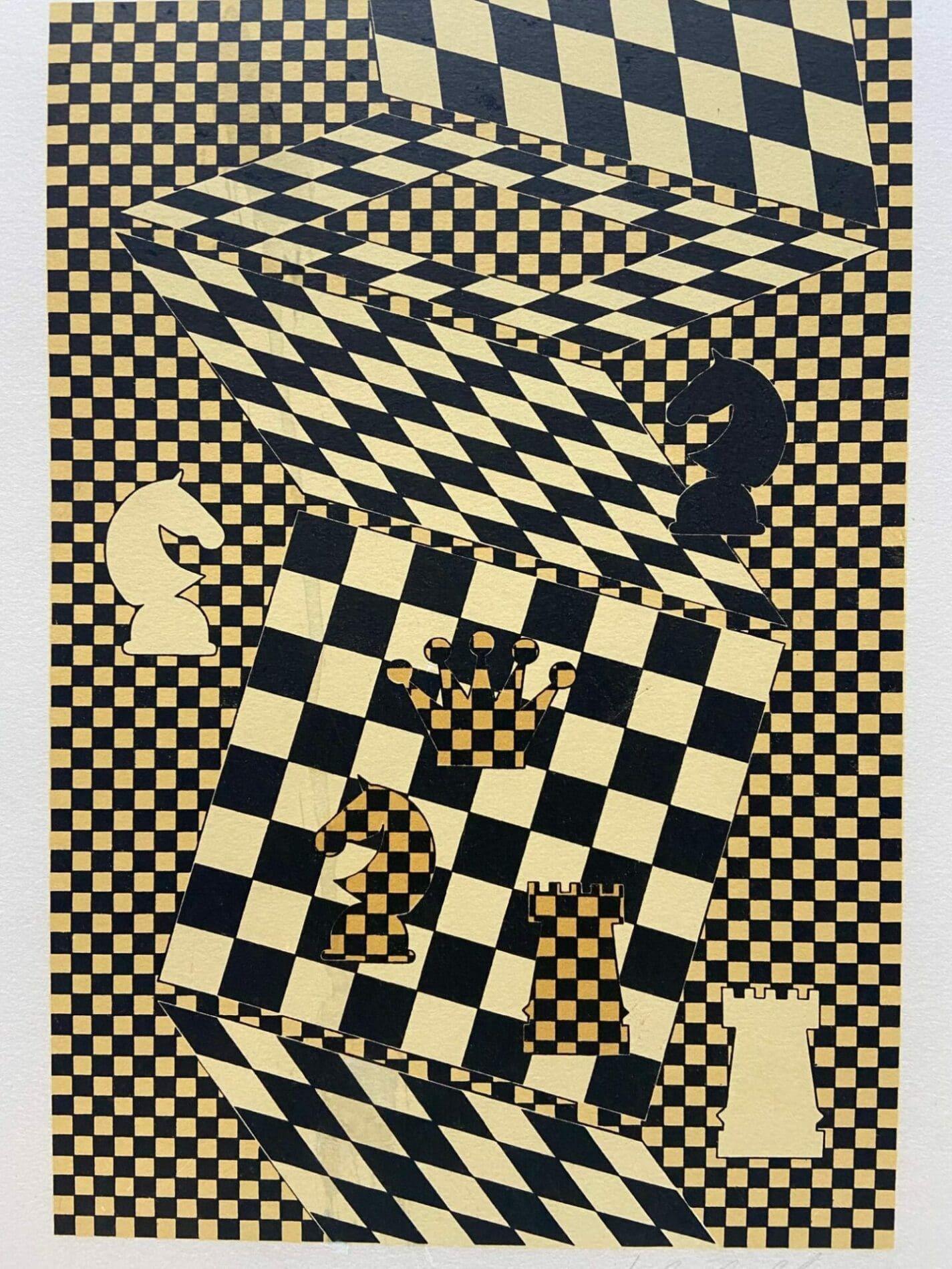Victor Vasarely – L’Échiquier – 1935-  lithographie signée