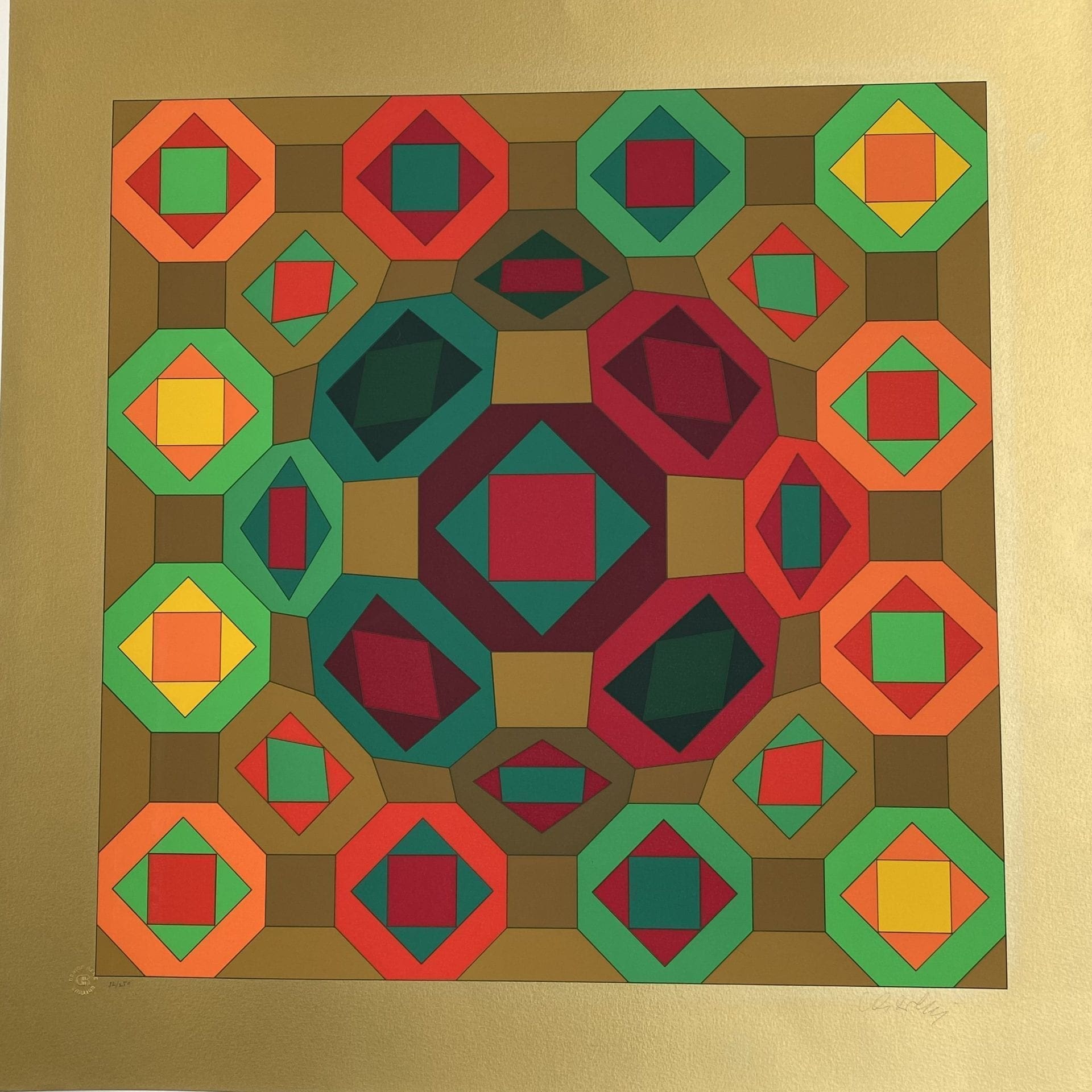 Victor Vasarely – Structure géométrique gold