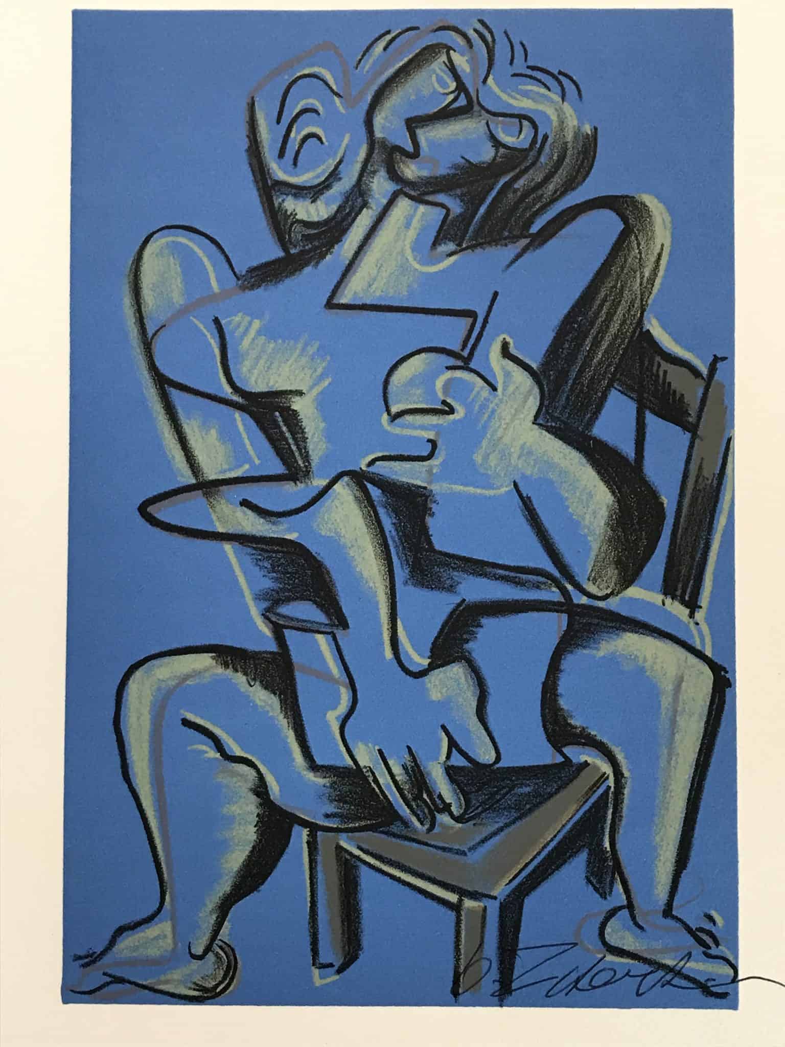 Zadkine – Lithographie – Les travaux d’Hercule – Bleue