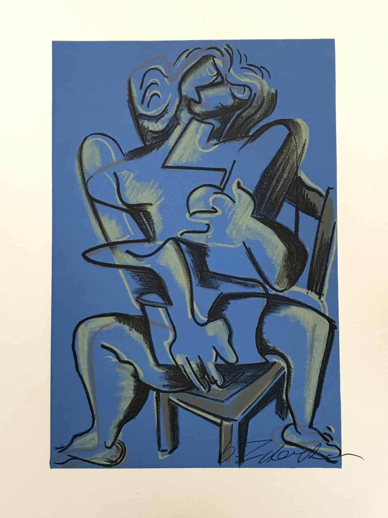 Zadkine – Lithographie – Les travaux d’Hercule – Bleue