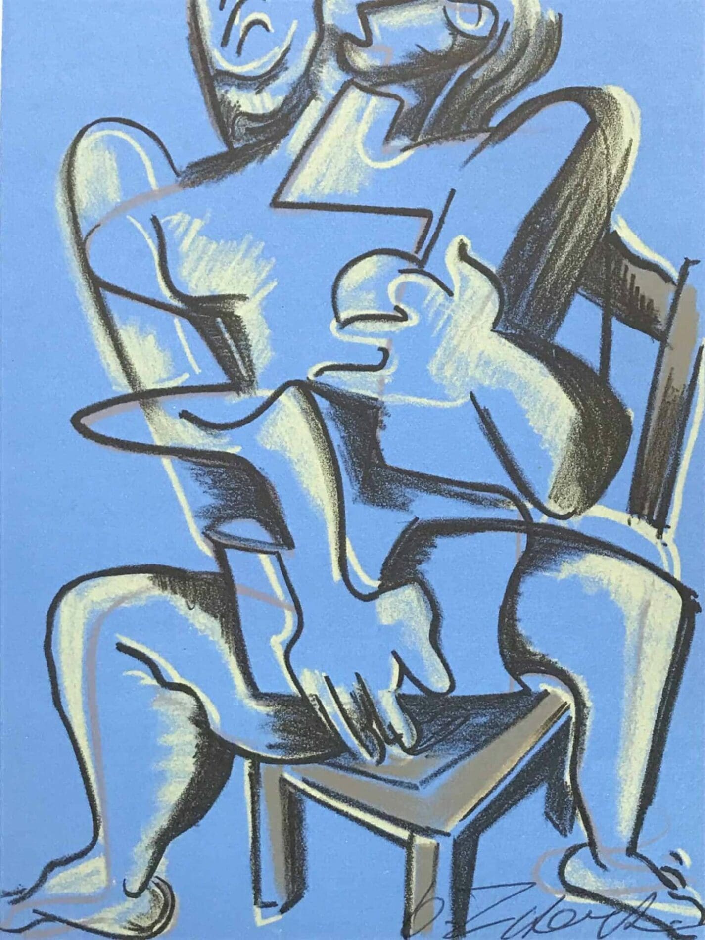 Zadkine – Lithographie – Les travaux d’Hercule – Bleue