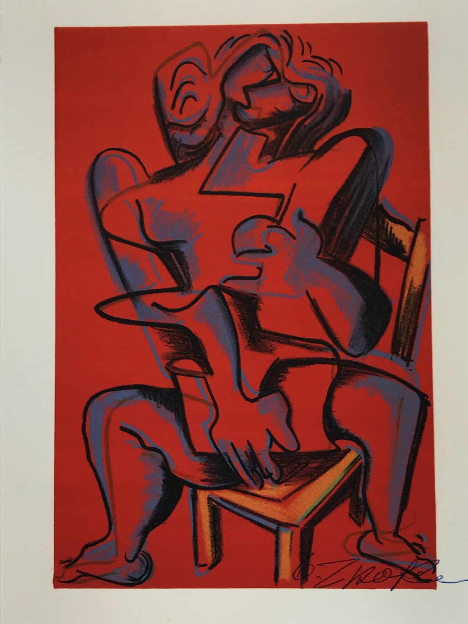 Zadkine – Lithographie – Les travaux d’Hercule – Rouge