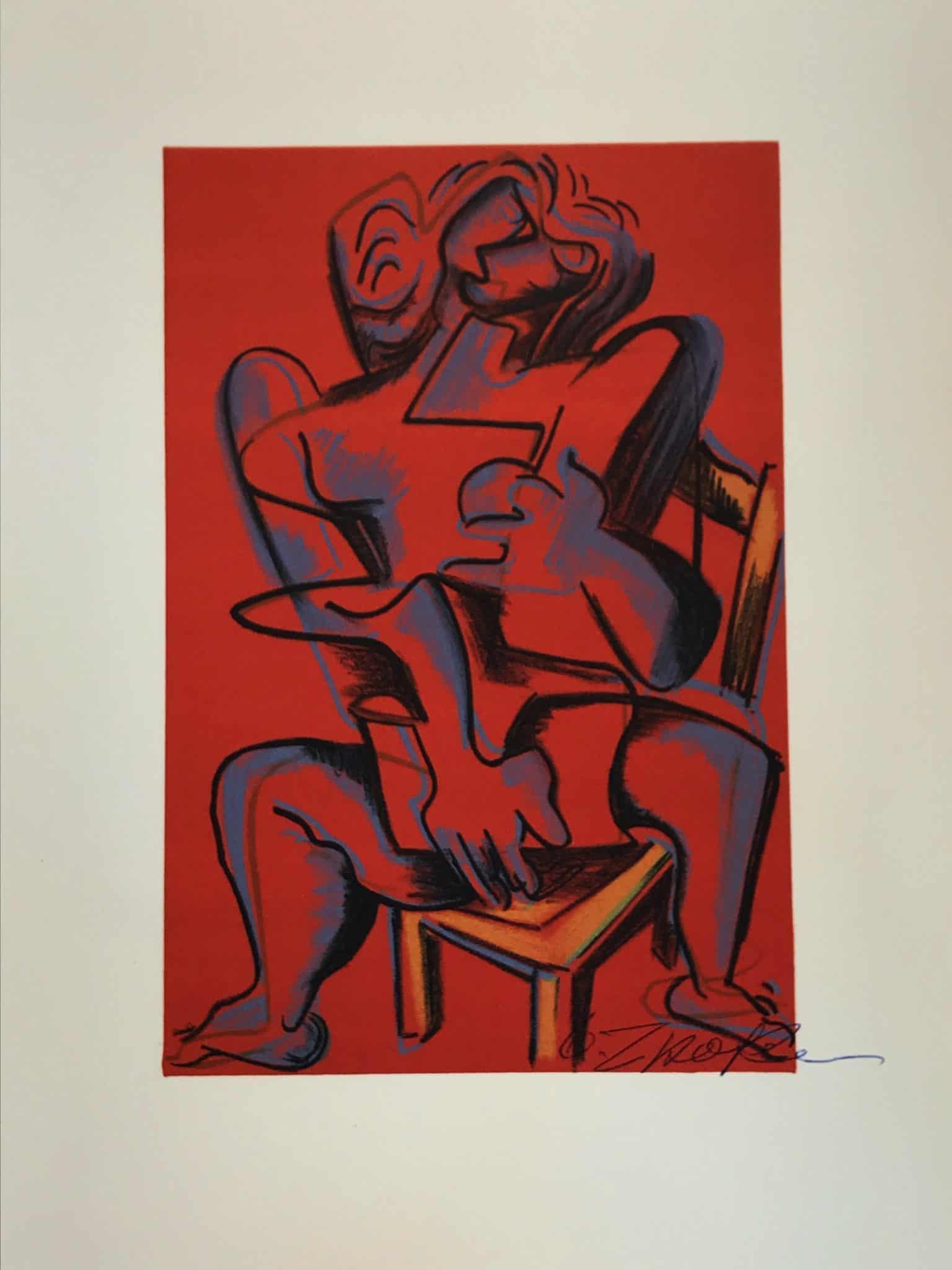 Zadkine – Lithographie – Les travaux d’Hercule – Rouge